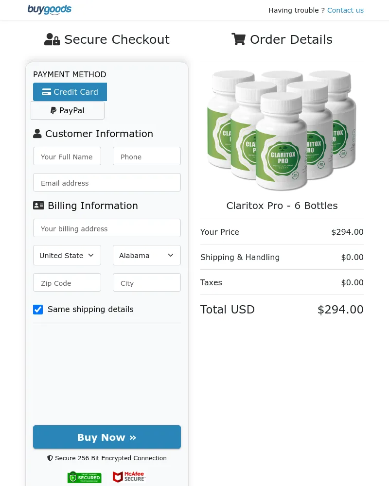 Claritox Pro Order Page
